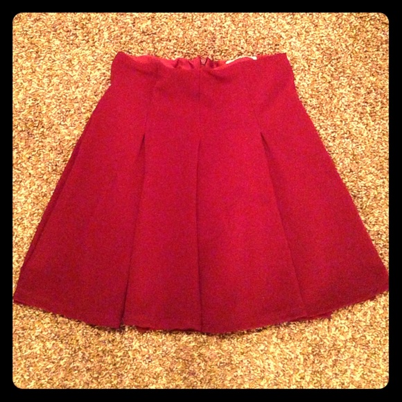 Burgundy Pleated Skirt