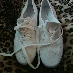 Brand new white crochet style sneakers