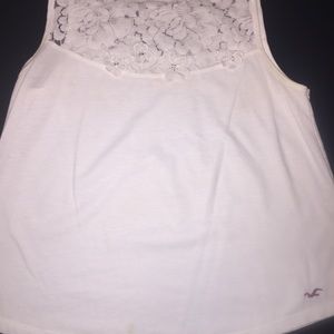 Hollister Cute Sleeveless BLING Flower Lace Tee