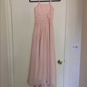 sweep train chiffon junior bridesmaid dress