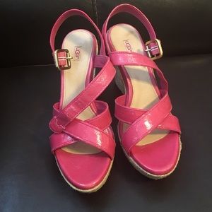 Ugg Jackilyn princess pink patent espadrille wedge