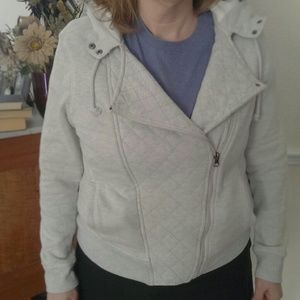 Fleece asymmetrical zip up hoodie