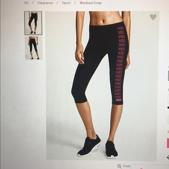 Leggings NWT, black & pink crop work out pants VSX - Picture 2 of 4