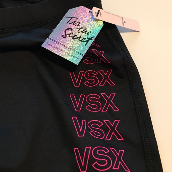 Leggings NWT, black & pink crop work out pants VSX - Picture 3 of 4