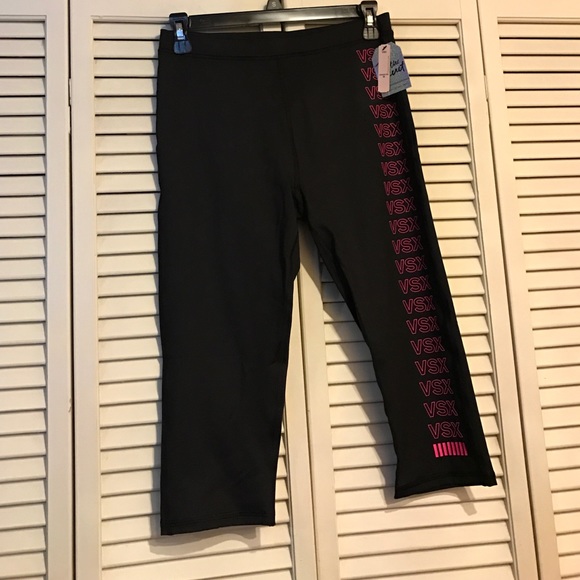 Leggings NWT, black & pink crop work out pants VSX - Picture 4 of 4