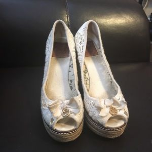 Tory Burch Jackie Espadrille Wedges Cream