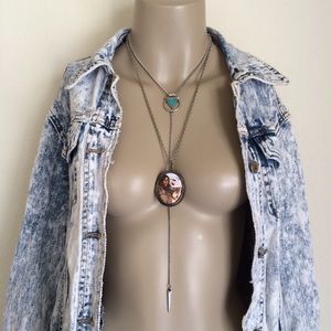 2000's Native American Porcelain Locket Necklace