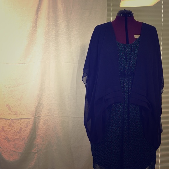 Eloquii 18/20 NWT sheer navy blue waterfall shrug