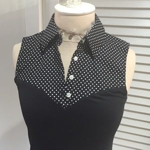 Black polka dot collared Skinny Shirt.