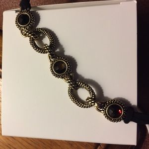 Lia Sophia black suede necklace with gems