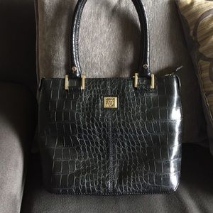 Anne Klein- Black Snakeskin Purse