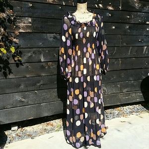 Vintage Black Polka Dot Shear Maxi Dress