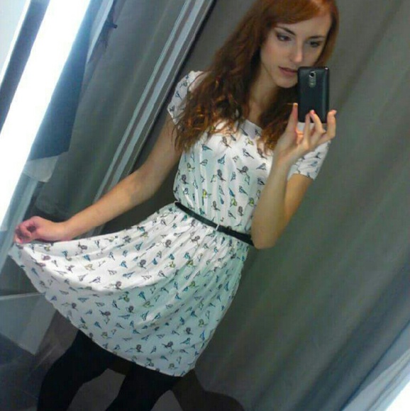 DIVIDED bird pattern skater dress