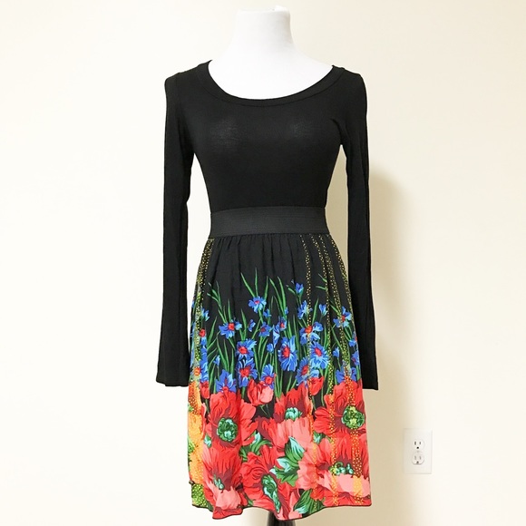 Dresses & Skirts - Black and flower print dress.