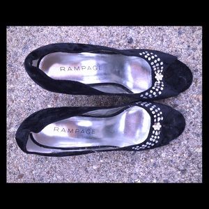 Velvet rhinestone Rampage heels