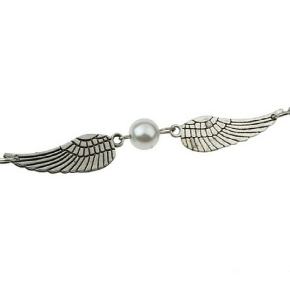 Silver Angel Wings & Pearl Snitch Bracelet/Anklet - Picture 2 of 6