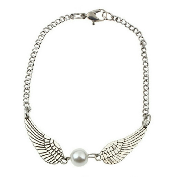 Silver Angel Wings & Pearl Snitch Bracelet/Anklet - Picture 3 of 6