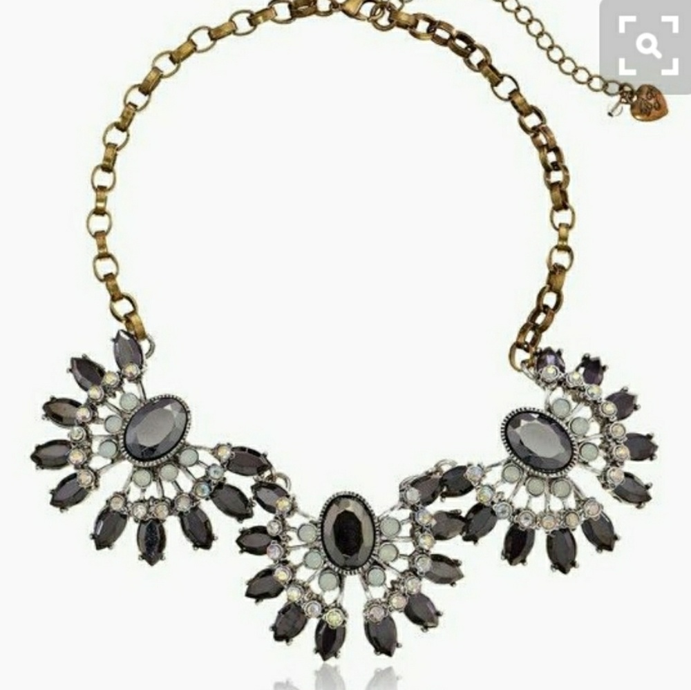 Betsey Johnson Whiteout 3 Piece Crystal Frontal Necklace
