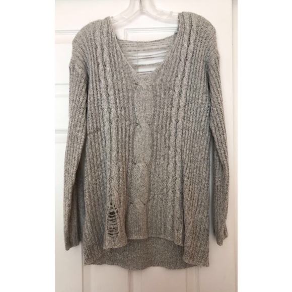 Gray Knit Oversized Sweater