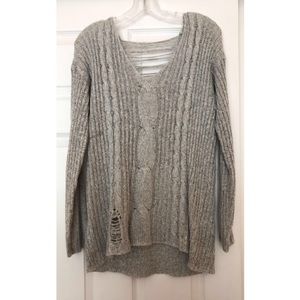 Gray Knit Oversized Sweater