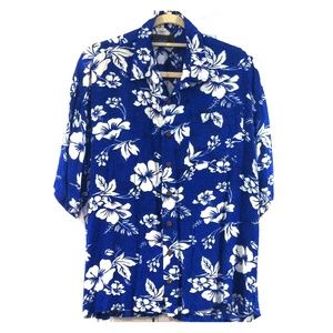 Dreamland Med Hawaiian Shirt in blue and white