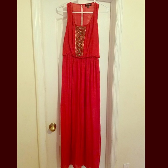 Bohemian beaded red dress new without tags!