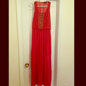 Bohemian beaded red dress new without tags!