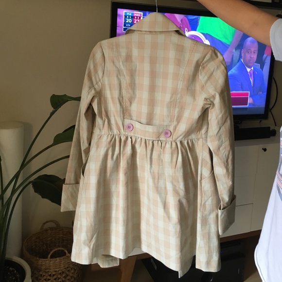 Tulle light cotton coat in tan plaid - Picture 2 of 4