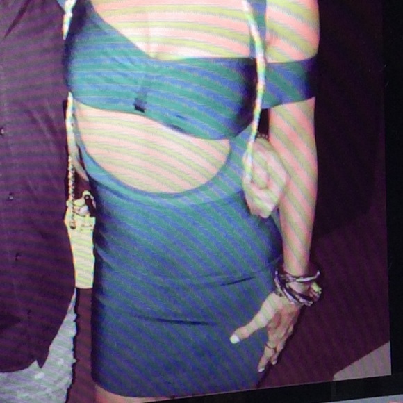 Reduced! Daria Teal Bustier Bandage Dress - Picture 1 of 4