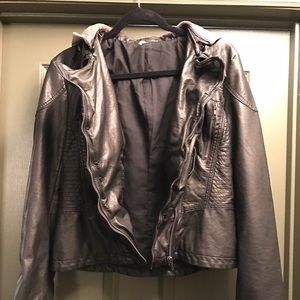 Free People NWOT hooded leather jacket