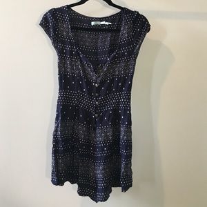 navy and white romper