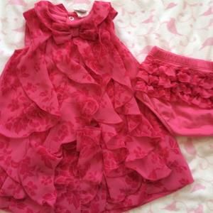Ruffle floral dress with matching ruffle bloomer