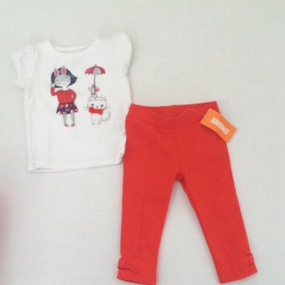 NWT Gymboree orange pants with EUC matching top