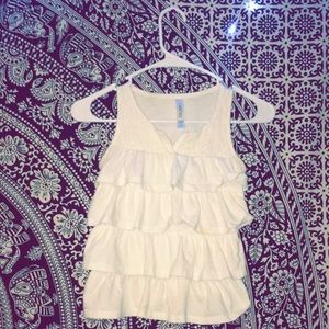 White Ruffle Tank Top