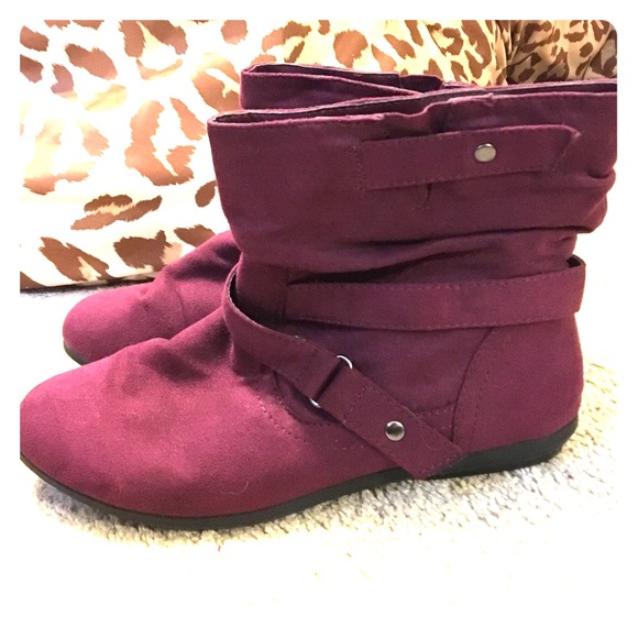 Maroon ankle boots
