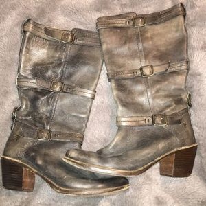 Frye Tall Distressed Motorcycle Boots