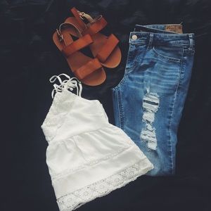 Crochet spaghetti strap crop top