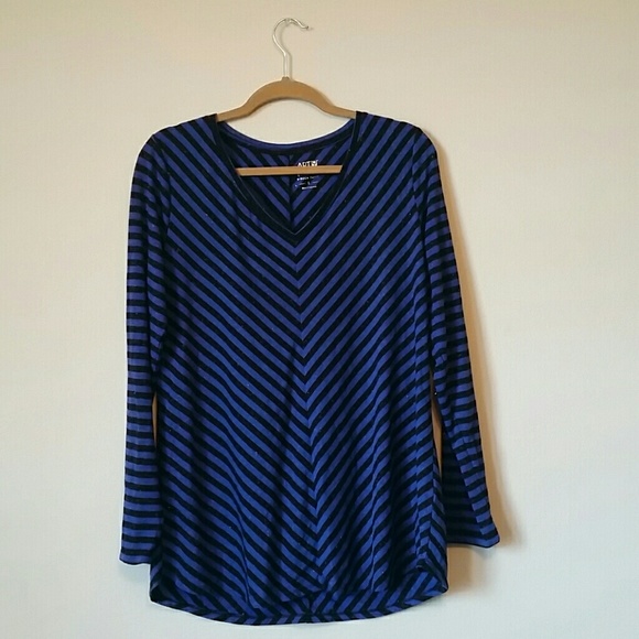 Black and Blue Striped Long Sleeve Tunic