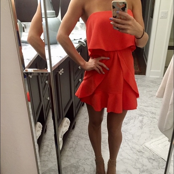 BCBGMaxAzria flirty red strapless mini