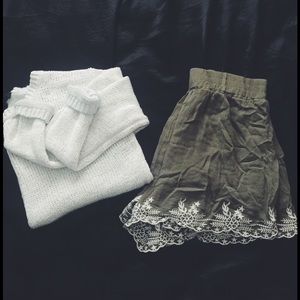 Embroidered scallop detail shorts