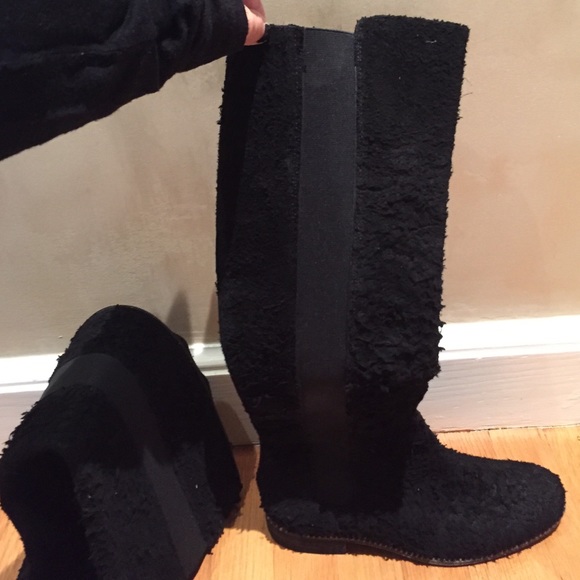 NEVER worn black rugged suede tall boots
