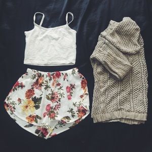 Floral high waisted shorts