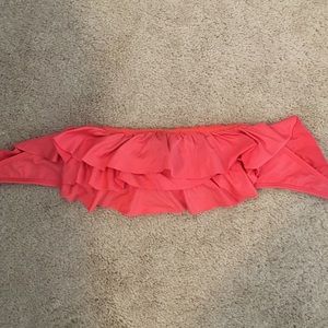 Coral Ruffle Bandeau Swim Top