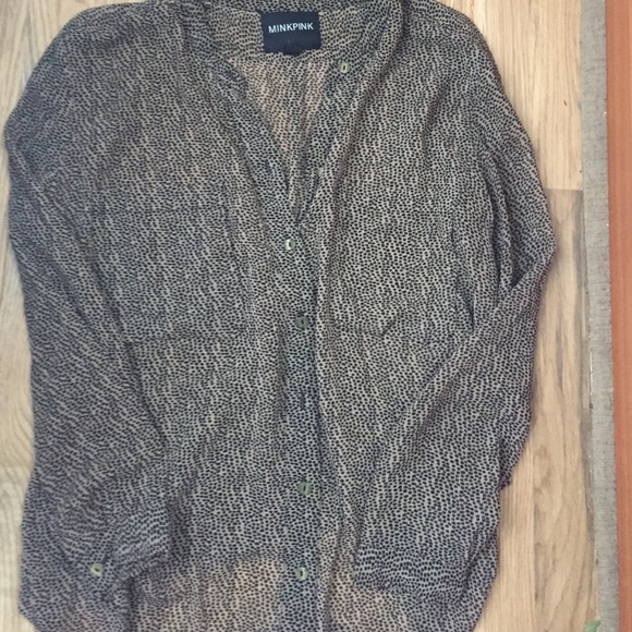 Mink pink sheer leopard blouse