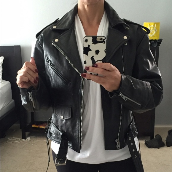 Genuine Leather Motorcycle Jacket L