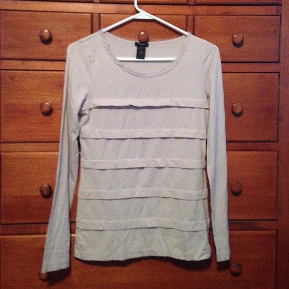 Ann Taylor sz XS tan tiered long sleeve tee shirt