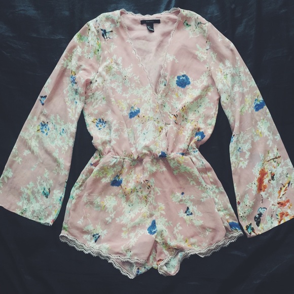 Floral surplice romper