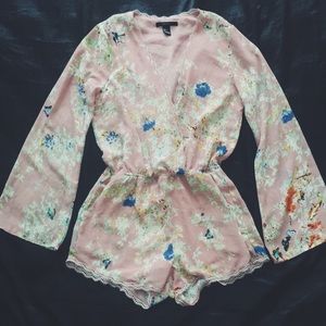 Floral surplice romper