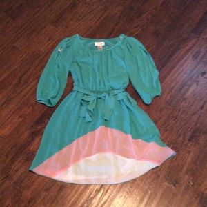 Spring dress with cold shoulders.