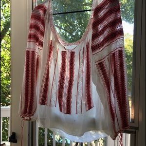 70's Vintage Hungarian Hand Embroidered Blouse